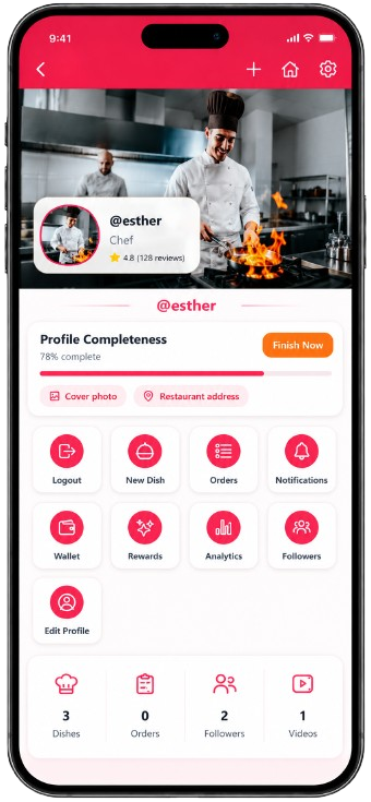 Chef dashboard screen