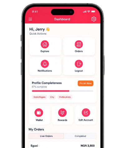Suga consumer dashboard app screen