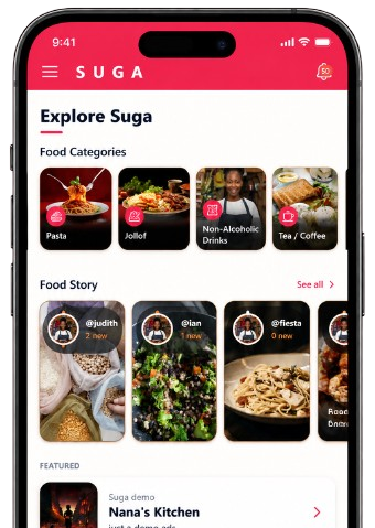 Suga explore page app screen